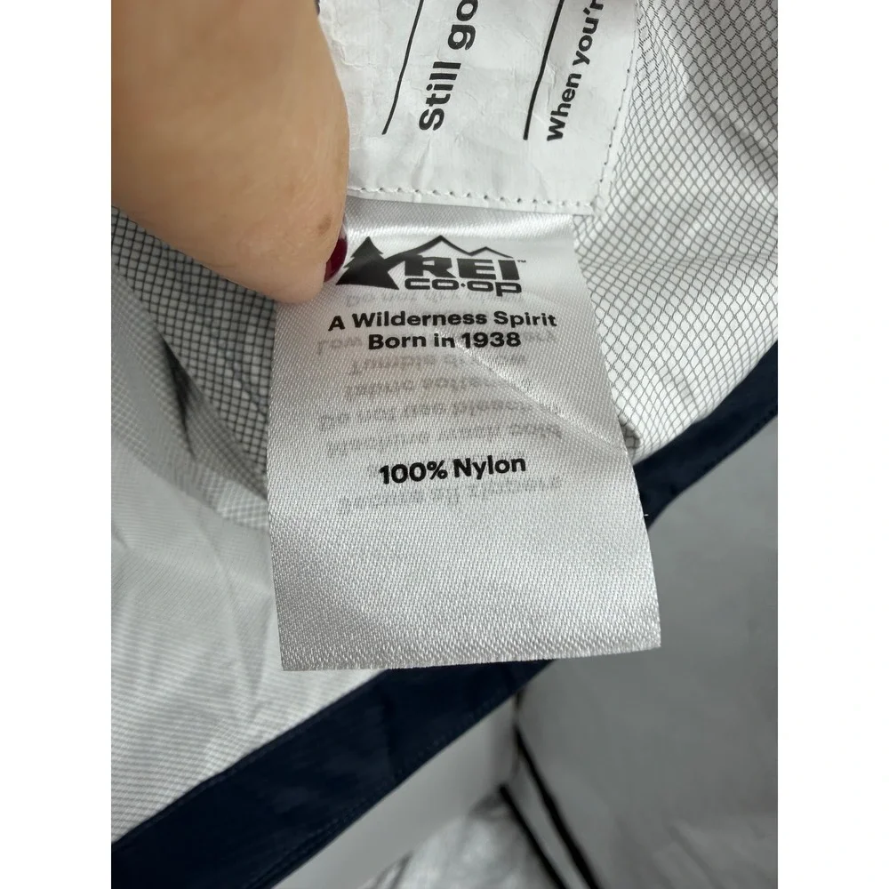 REI Co-op Rainwall Rain Jacket Kids Large 14-16 Navy Blue Waterproof Hooded